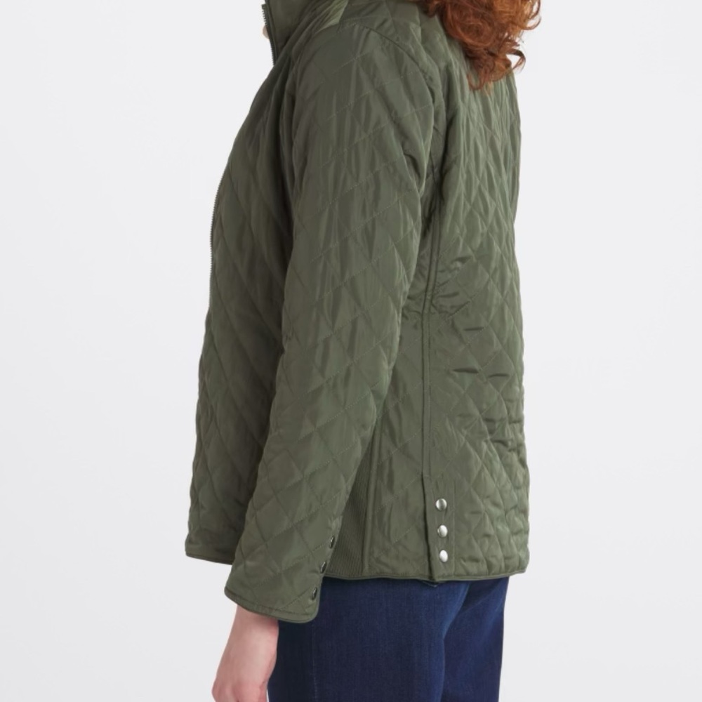 Olive Quilted Women's Jacket - Picture 3 of 10